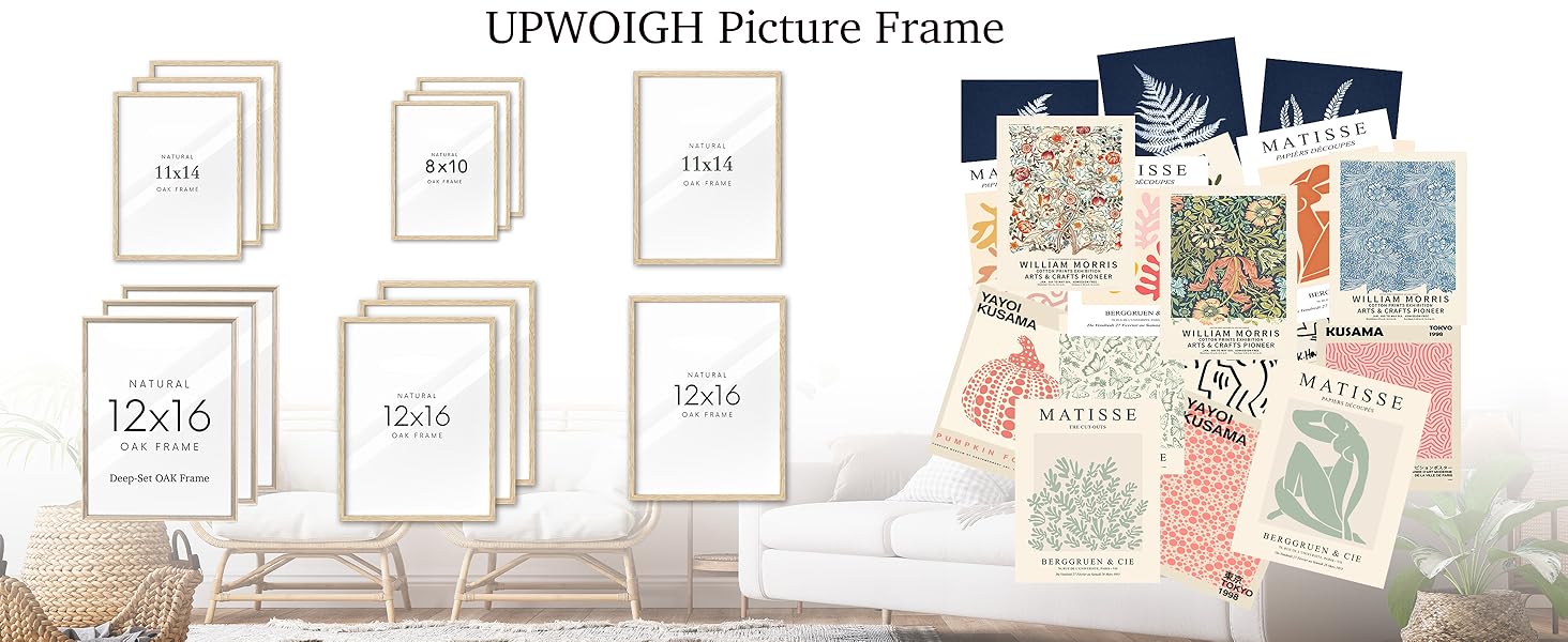 UPWOIGH 12x16 Oak Wood Picture Frame Minimalist 12x16
