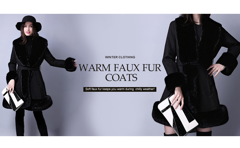 NXBC Winter Faux Fur Coats for Women,Faux Fur Leather Jacket