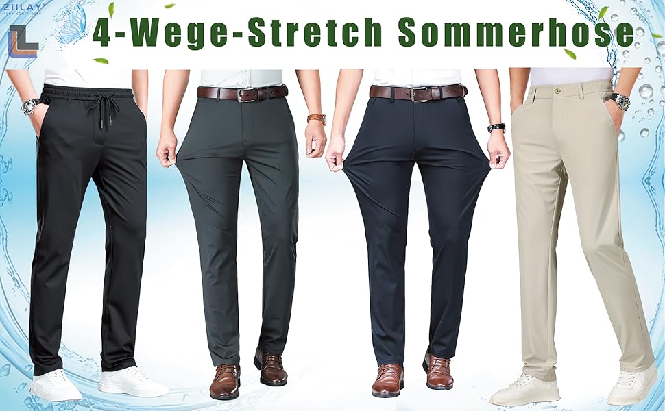 ziilay herren leichtes Material Sommerhose vier-Wege Stretch