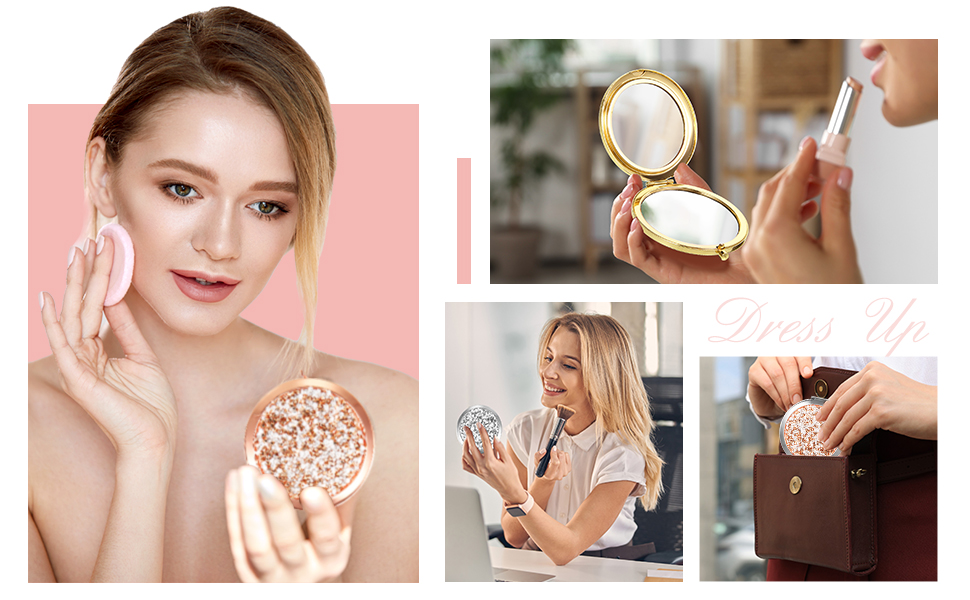 Small Compact Mirror Folding Pocket Makeup Mirror Round