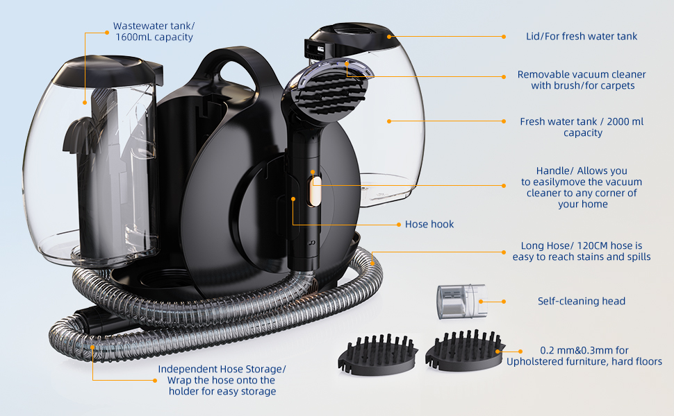 EUARY 32Kpa Handheld Carpet Spot Cleaner Machines Small for Sofa and