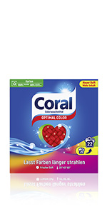 Coral Waschmittel Pulver Optimal Color, effektives Colorwaschmittel für länger strahlende Farben