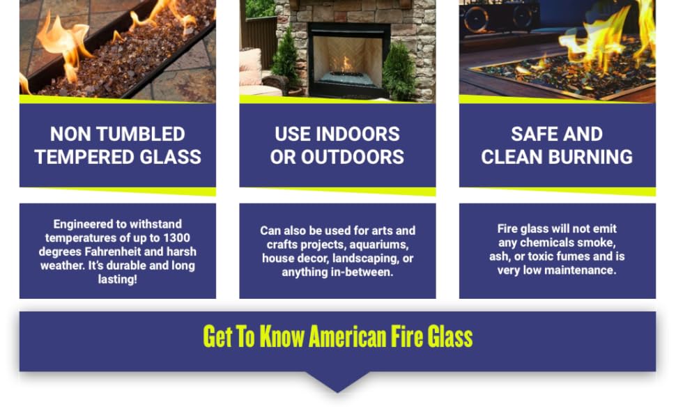 American Fireglass 10Pound Fire Glass with Fireplace Glass and Fire