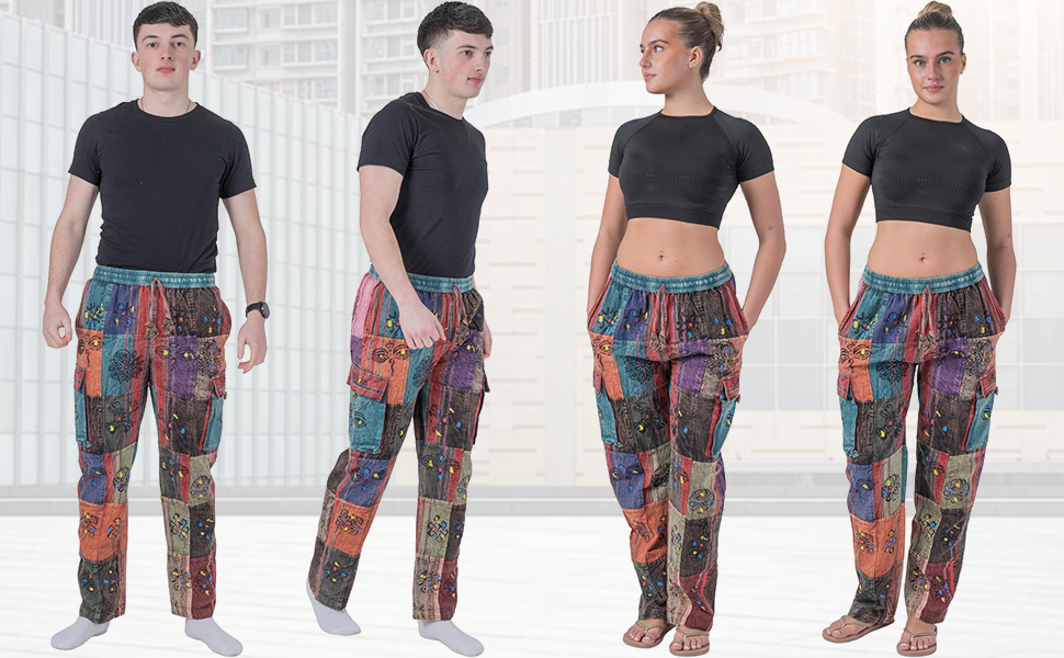 Ezhippie Men and Women Casual Cotton Patchwork Unisex