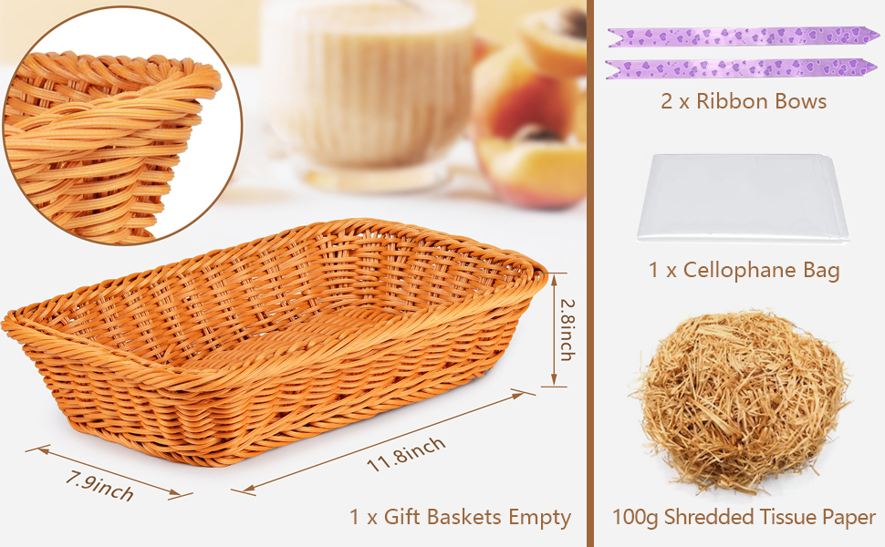 30 * 20CM Hamper Baskets for Gifts Empty Wicker DIY Gift Basket Hamper Kit with Ribbon Bows