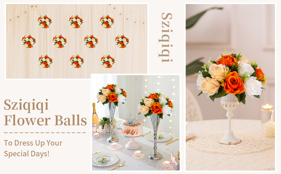 Sziqiqi Orange Fake Flowers for Fall Decoration Kissing