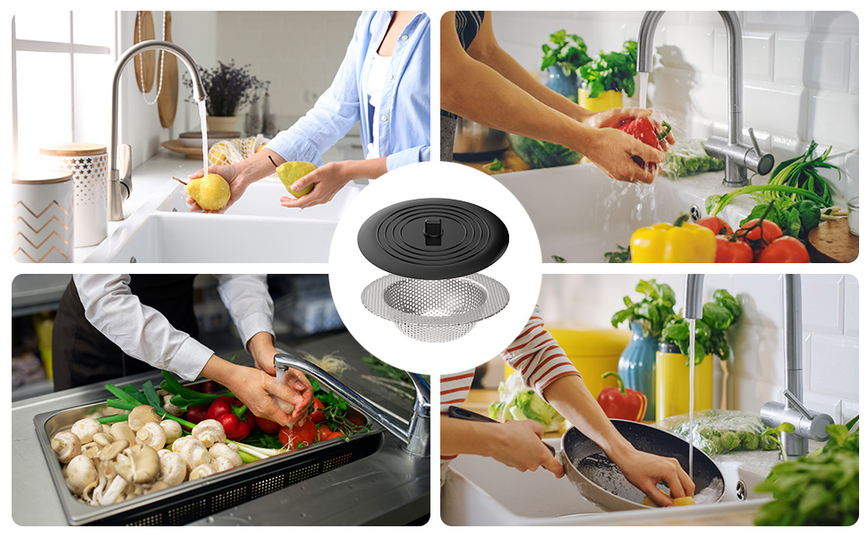 Ledorr 6PCS Kitchen Sink Strainer Sink Stopper , Universal Silicone