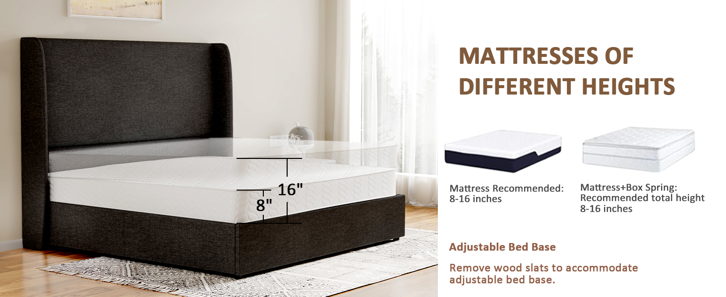 Jocisland King Size Bed Frame Lift Up Storage Bed Linen