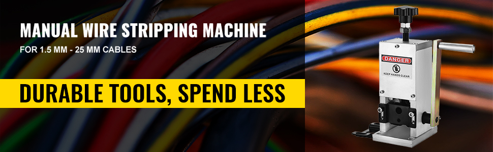 VEVOR Machine A Denuder Manuelle 1,5-25 Mm Pince A Denuder Fils, 15 M/min Lame Remplacable Machine A Denuder Cable En Alliage DeAluminium Avec Panneau DeAlimentation Pour Recuperation Recyclage Fil 10 Machine à Dénuder Manuelle