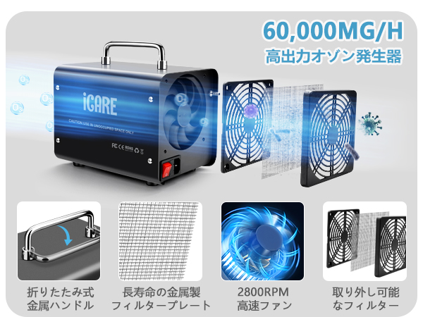 【新品未開封】オゾン発生器 【PSE認証済】60000mg/h 業務用 Amazon | オゾン発生器 【PSE認証済】60000mg/h 業務用 オゾン