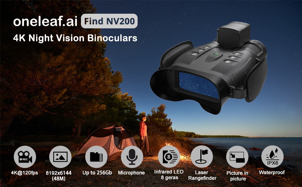 oneleaf.ai Find NV200 True 4K 35mm Night Vision Binoculars