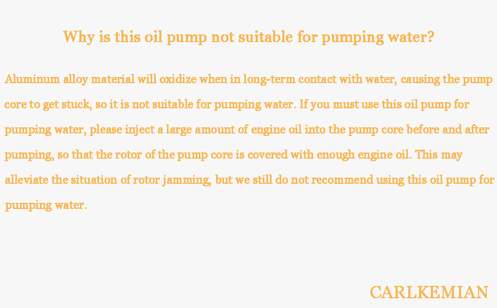Why is this oil pump not suitable for pumping water?