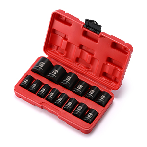 MIXPOWER 14 Pieces 1/2-Inch Drive Shallow Impact Socket Set