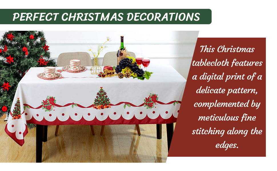 Prpeko Christmas Tablecloth for Rectangle Tables, Christmas