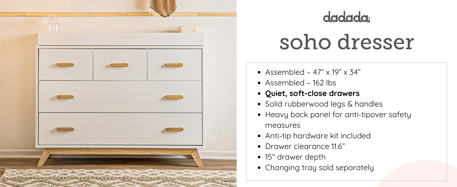 baby changing table dresser for baby nursery heavy back panel for anti-tipover safety black dresser