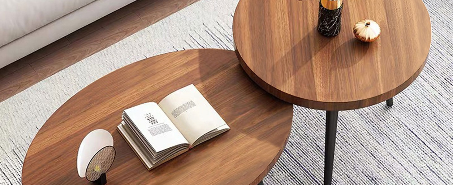 Rukulin Nesting Side Table, Set of 2 Coffee Table, Living Room Sofa End Table, Bedside Table for Home and Office 12 End Table