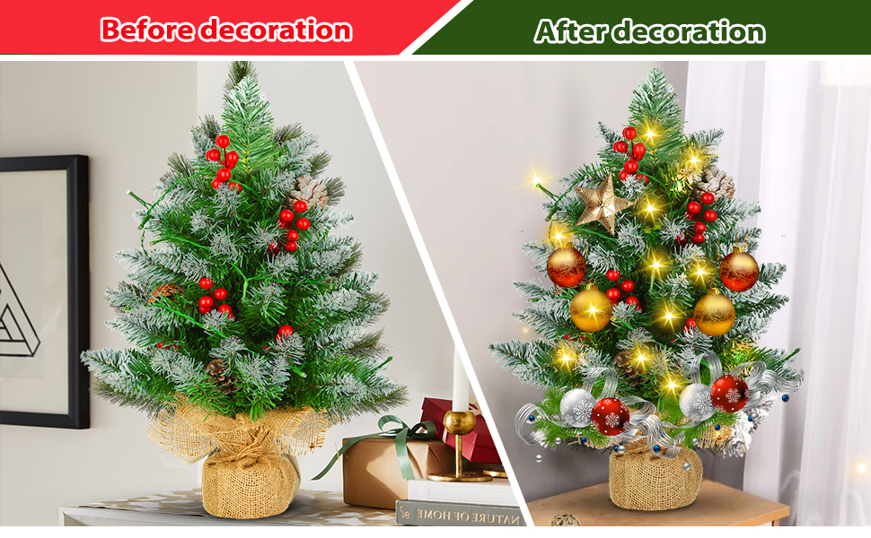 NUZEKY Mini Christmas Tree Decorations 20inch PreLit Artificial