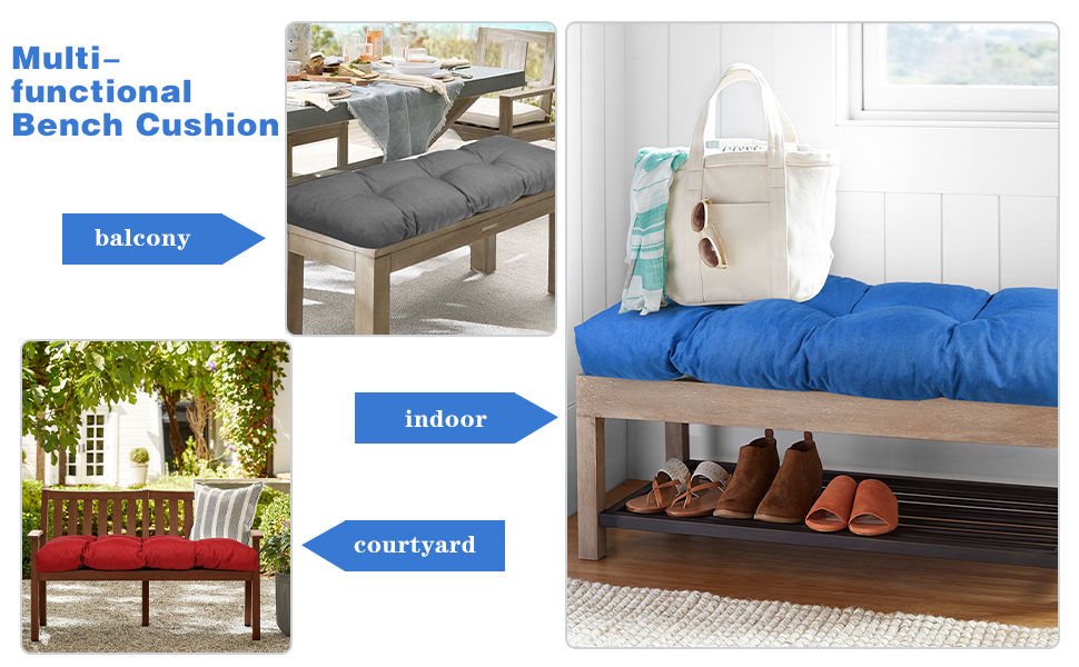 ideehome Tufted Memory Foam Bench Cushion for Outdoor