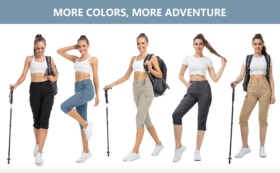 Kuenlun Top Women's Hiking Capri Lightweight Quick Dry Cargo Pants for Travel