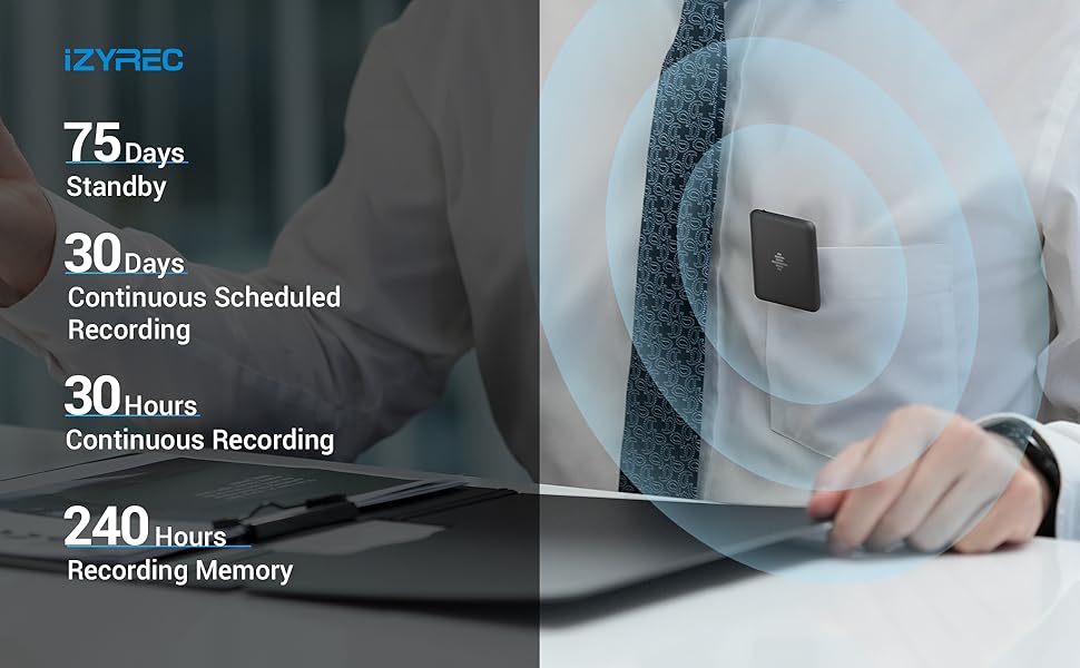 Smart Voice Recorder with Carrying Case, iZYREC Voice Activated Recorder with App