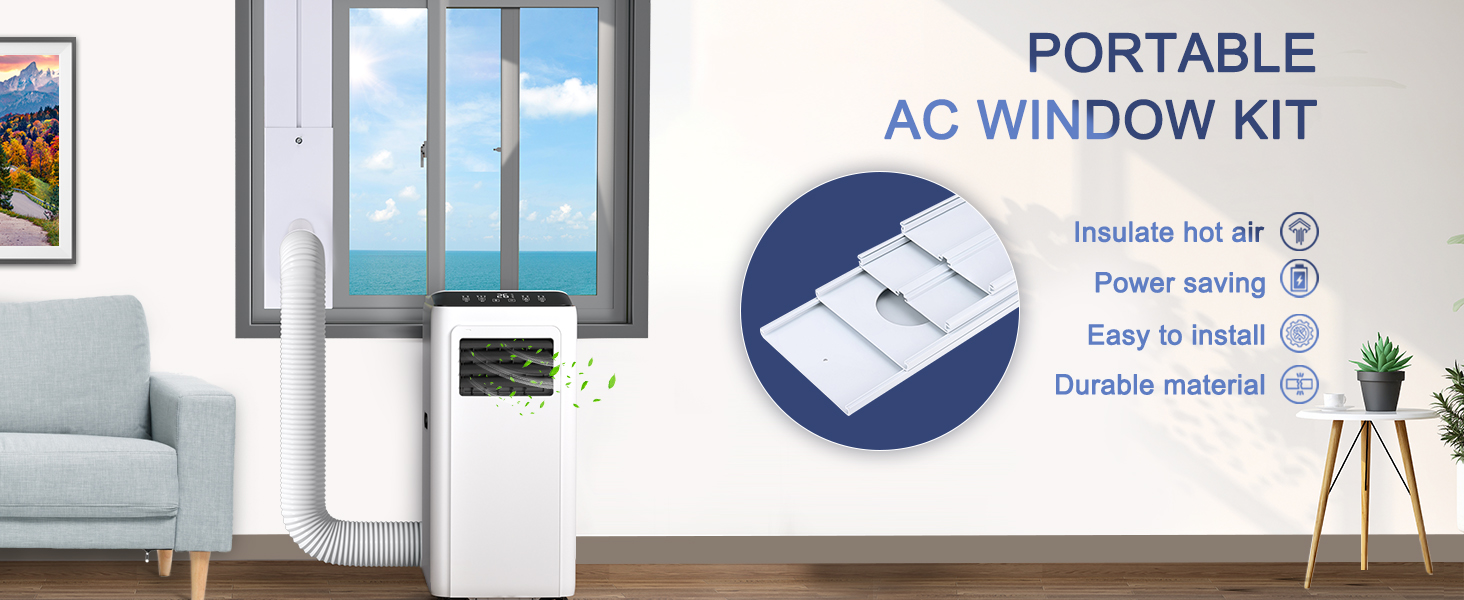 Winpull Portable Air Conditioner Windows Vent Kit with 5.9'' Exhaust Hose, Upgraded
