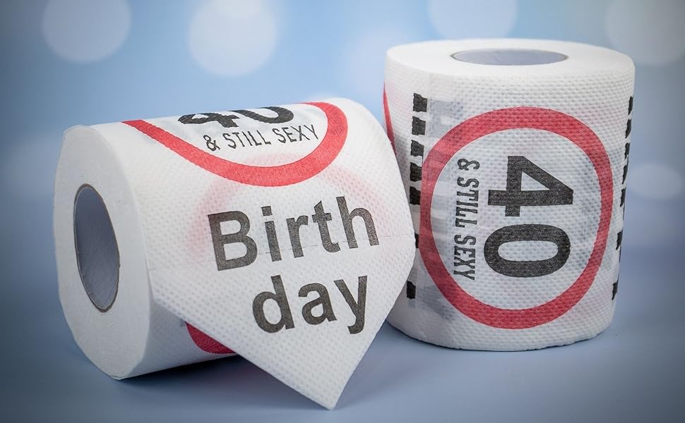 Happy 40 und Still Sexy Birthday Klopapier, 2 Pack, Dekoration und Geschenk für 40. Geburtstag