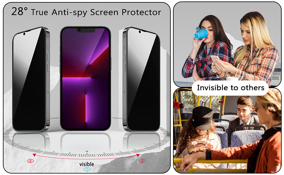 Lesakit 2 Pack Privacy Screen Protector for iPhone 14/13/13 Pro 6.1 inch, Anti Spy