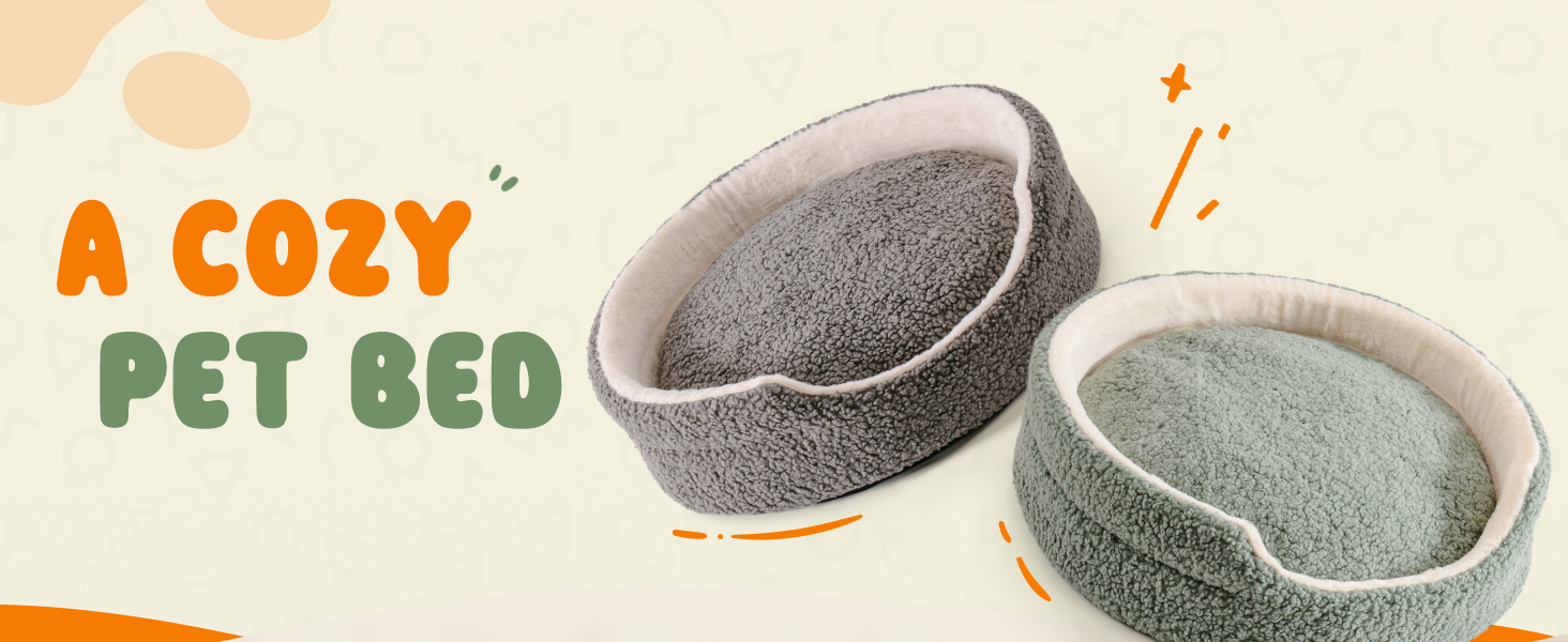 MEWOOFUN Cat Beds for Indoor Cats Large - 58x58cm Round Cat Bed Soft with Double-sided Mat, Pet Bed Washable for Cats, Puppy and Small Dogs, Sage Green 16 1