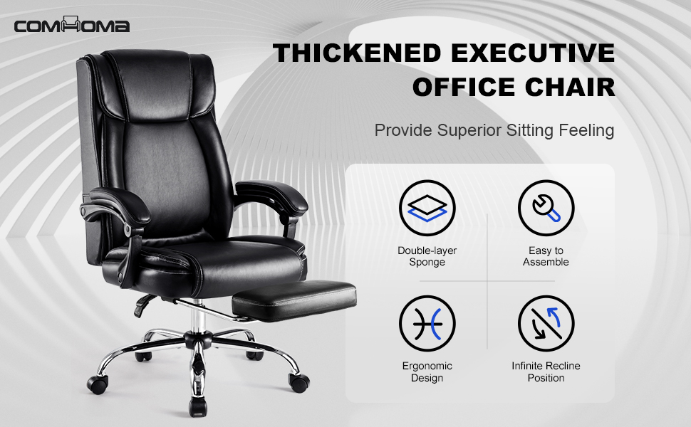 COMHOMA Office Chair with Footrest Big and Tall Executive Chair Ergonomic High Back