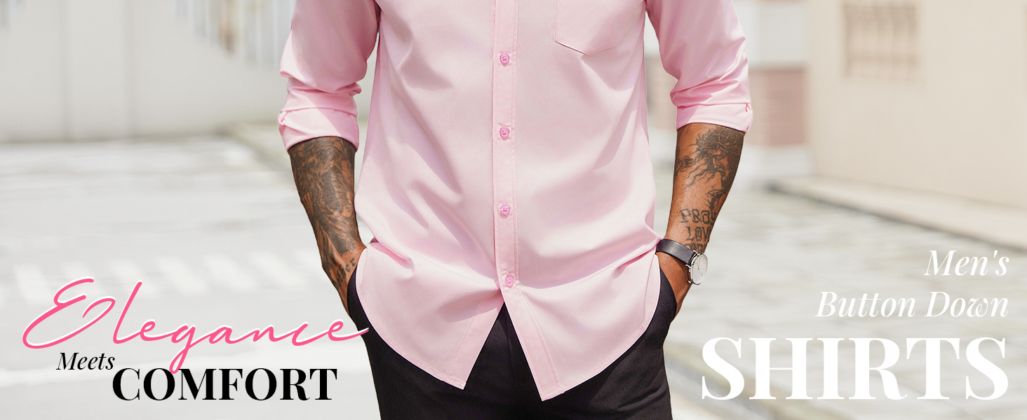 COOFANDY Men's Button Down Long Sleeve Shirt Casual Untucked Dress Shirts