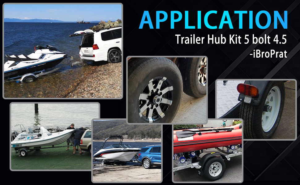 iBroPrat 2 Sets Trailer Hub Kit 5 Bolt 4.5, Trailer Axle