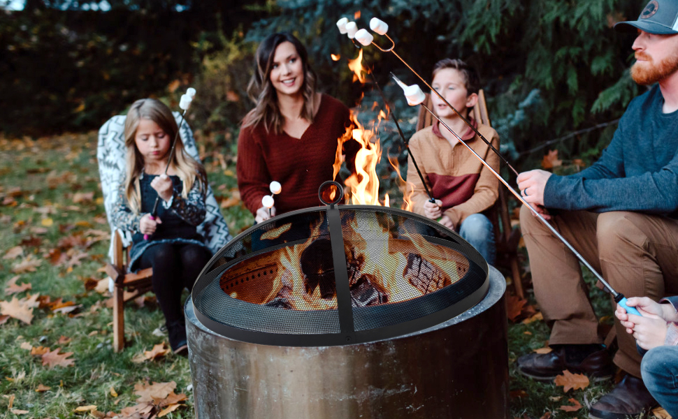 Heavy Duty Fire Pit Spark Screen Cover Accessory, 20In Easy