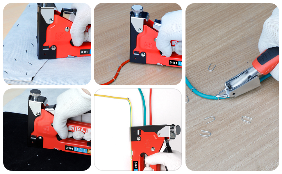 AIRAJ 3 in 1 Staple Gun with 2500 Staples (T/U/D Type),Sturdy Wood