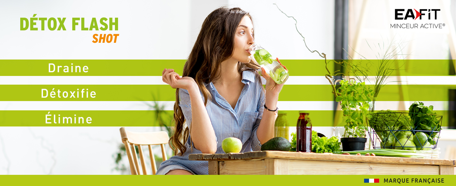 Eafit MINCEUR DETOX FLASH SHOT Drainer Detoxifier Vinaigre de cidre de pomme Fenouil