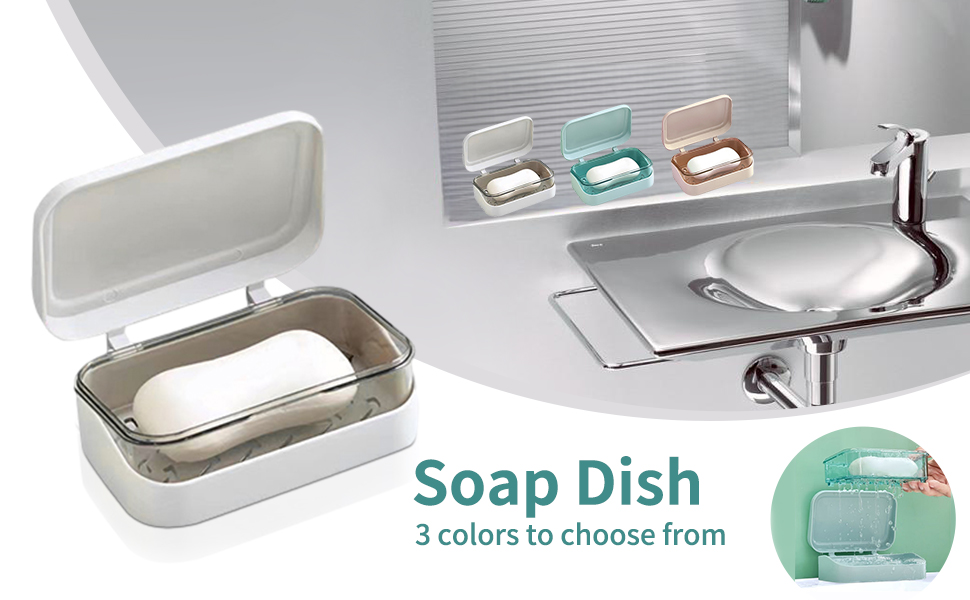 1Pc Soap Box with Removable Drainer and Lid, Travel Leakproof Soap Case