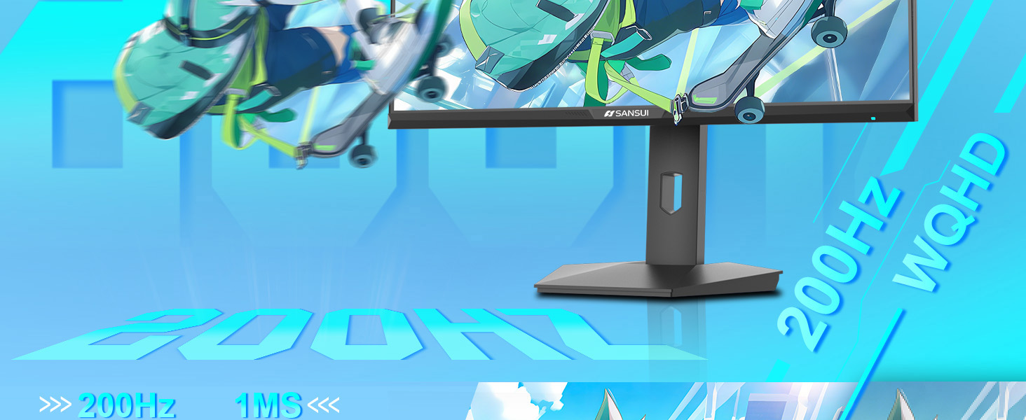 cbe49cb9-19f2-4478-8153-1fecc0c5a12b.__CR0,0,1464,600_PT0_SX1464_V1___ SANSUI 27 inch WQHD 200Hz 180Hz Gaming Monitor 2560×1440P-AMD FreeSync 1ms DCI-P3 95% Fast IPS Computer Monitor,Height Adjustable Vertical/Horizontal Rotating, 2×DisplayPort/HDMI 丨HDR丨Low Motion Blur