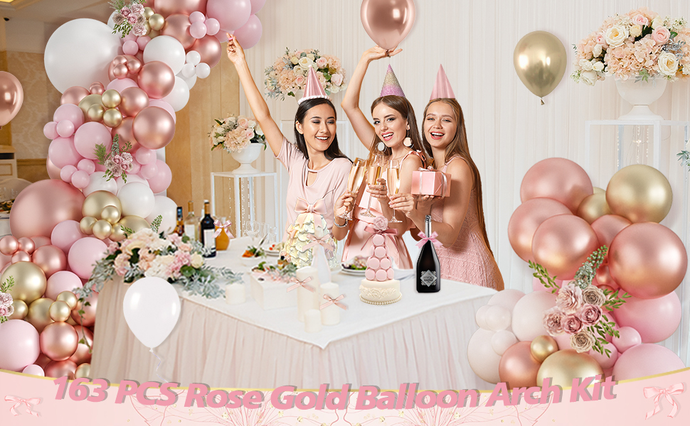 Rose Gold Balloon Arch Kit, Rose Gold Balloon Garland Kit 