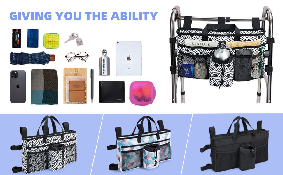 Walker Baskets for Folding Walker with Cup Holder Walker