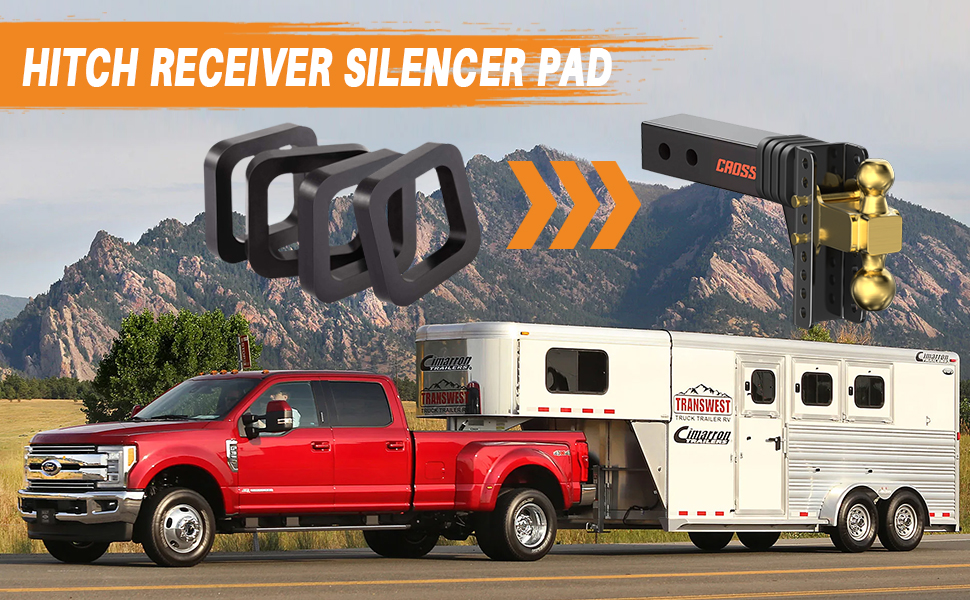 CROSSHIP 2 Inch Hitch Receiver Silencer Pad 4 Pack for