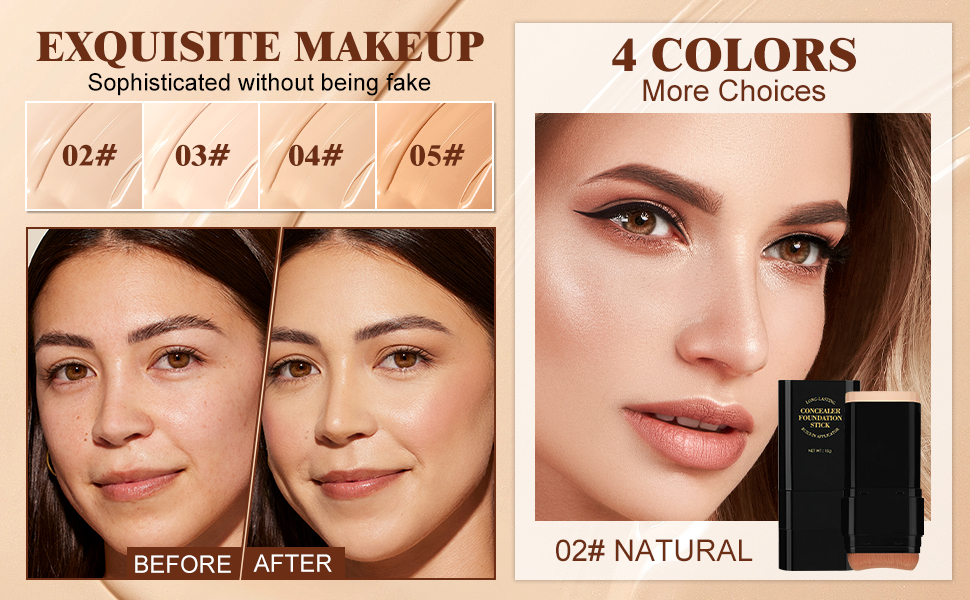 2Pcs Long-Lasting Concealer Foundation Stick