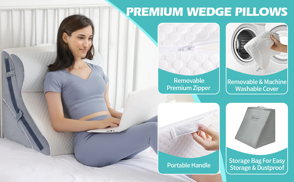 Wedge Pillow for Sleeping, Orthopedic Bed Wedge Pillow Set, 15in1 Adjustable