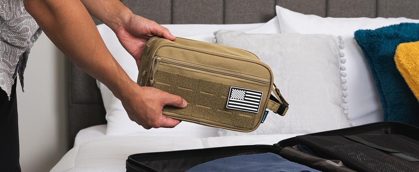 pavilia tactical toiletry bag men hygiene travel military dopp kit molle organizer case