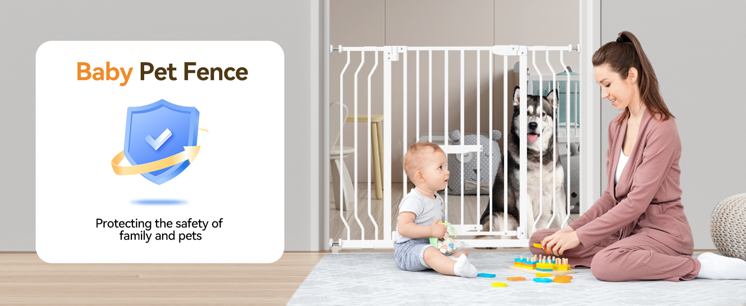 Upgrade baby gate with cat door dog gate with Walk througe Door Pressure Mounted Pet Door