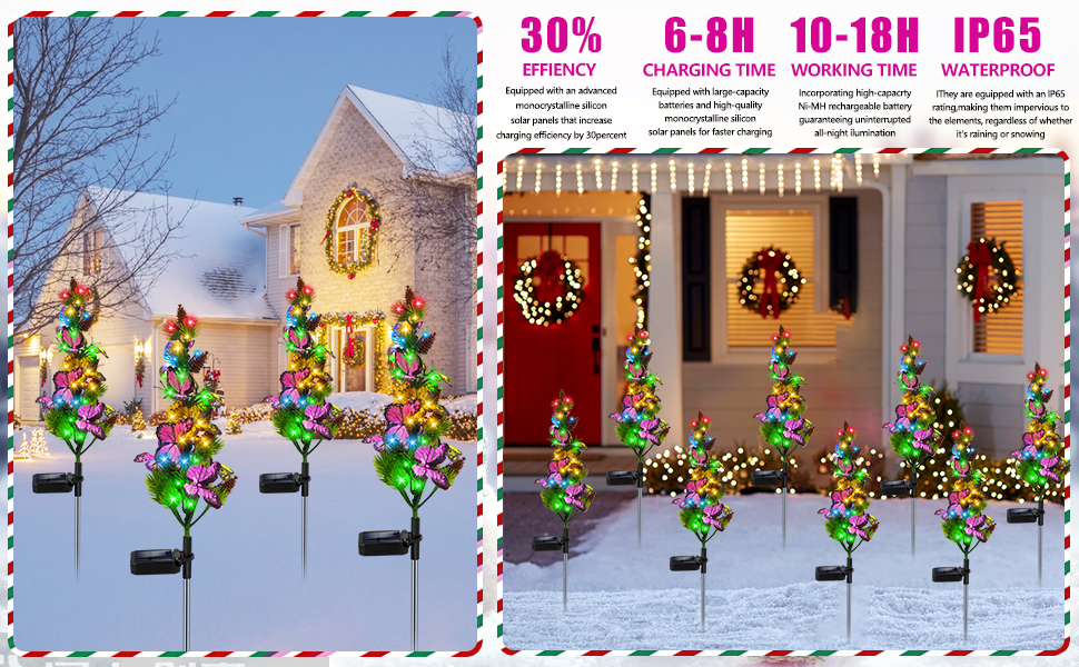 MultiColor Solar Christmas Garden Post Lights, 4 Pack of