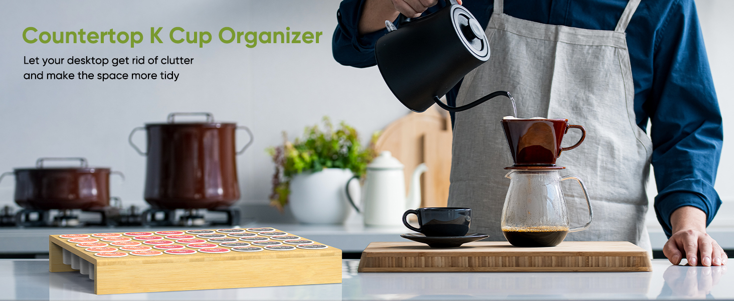Set of 2 Bamboo K Cup Holder, K Cup Holder Drawer Organizer