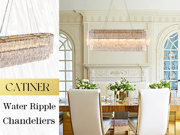 Gold Rectangle Chandeliers for Dining Room Modern Island