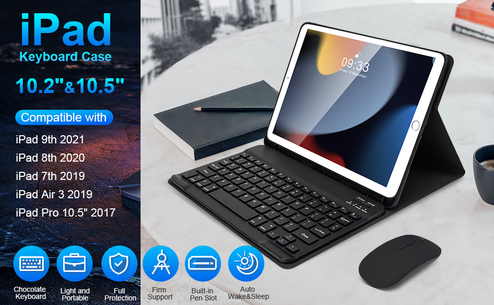 iPad Keyboard Case with Mouse, SOPPY Bluetooth Keyboard for iPad 10.2