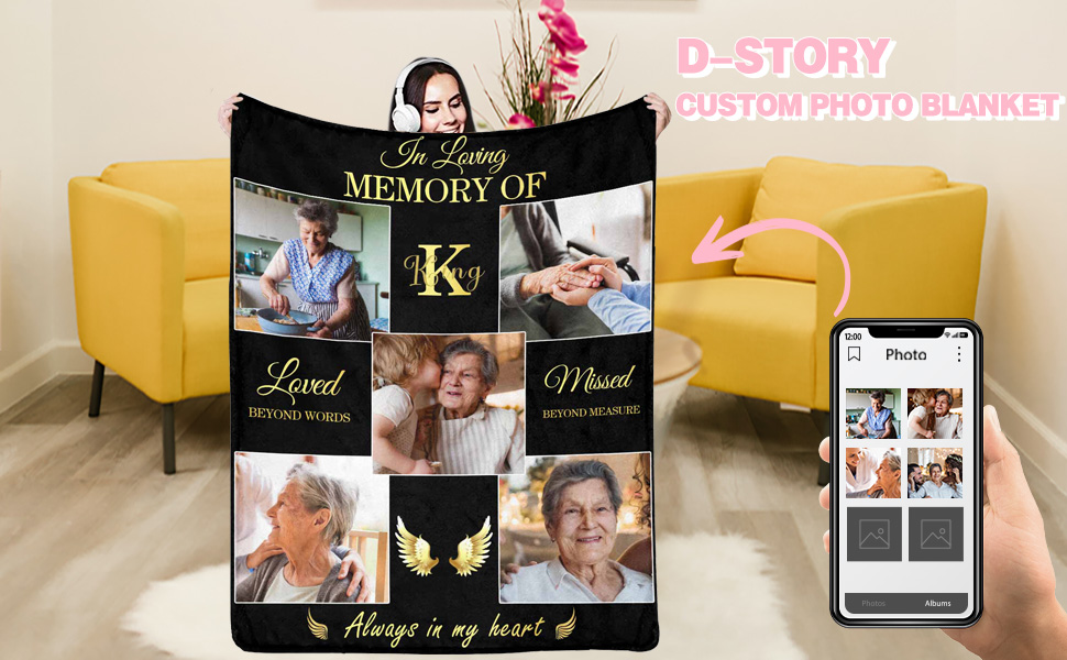 DStory Custom Memorial Throw Blanket, in Loving Memory of