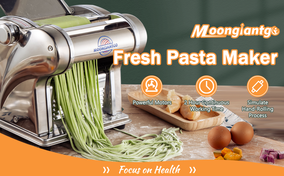 Moongiantgo Fresh Pasta Machine Professional, Stainless Steel, with 1