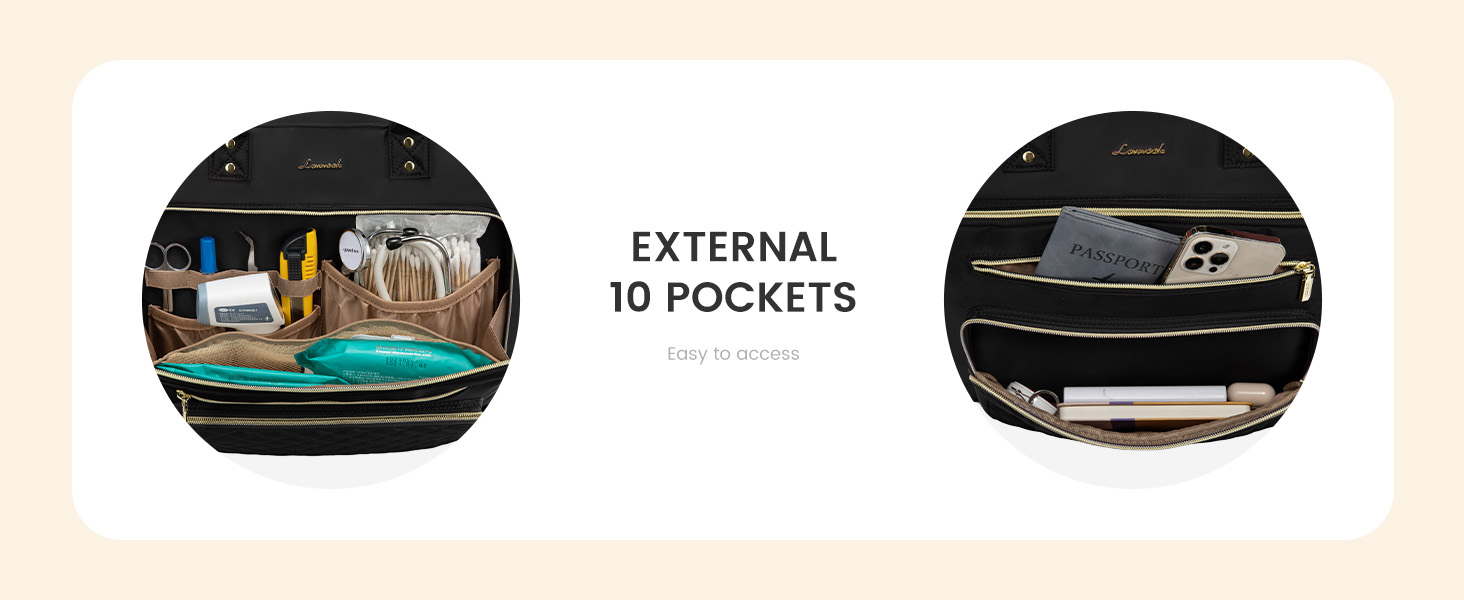 LOVEVOOK 教师笔记本电脑手提袋，适用于女护士工作，配有大杯架电脑钱包